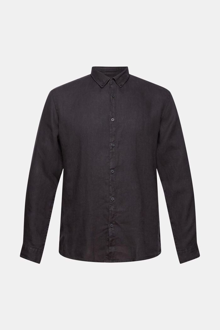 Buttendownoverhemd van 100% linnen, BLACK, detail image number 0