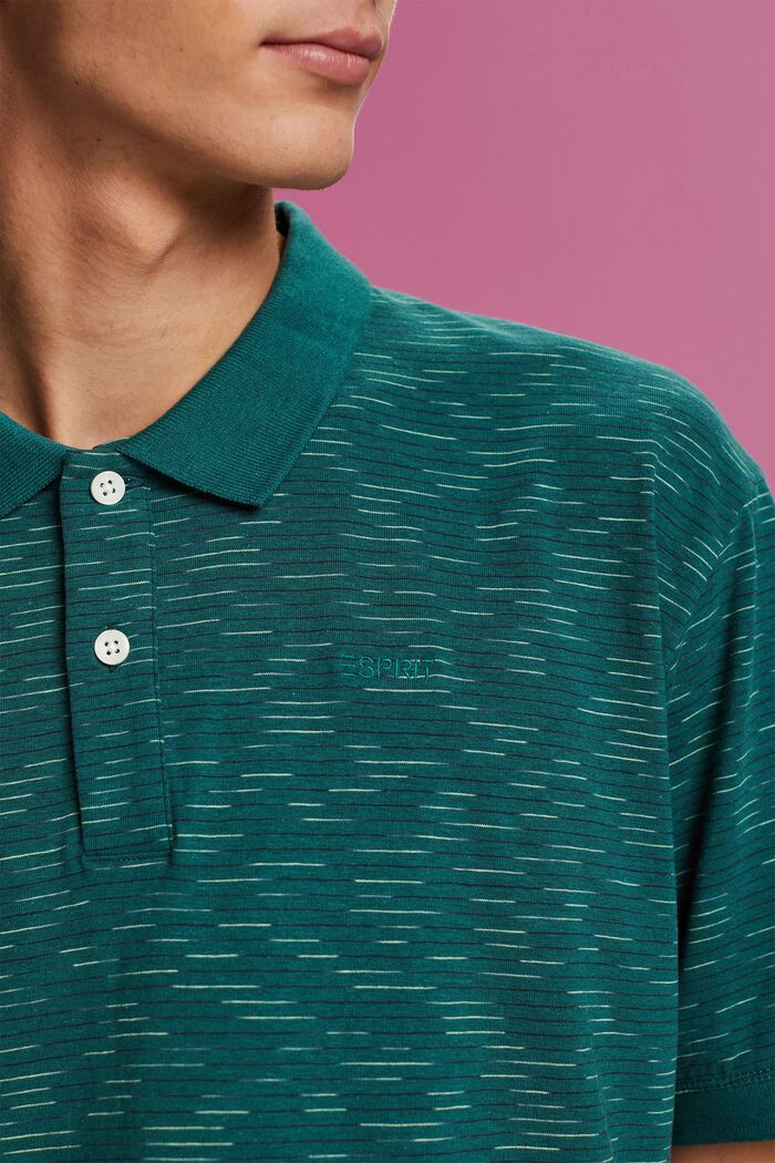 Polo chiné à mini-rayures, EMERALD GREEN, detail image number 2