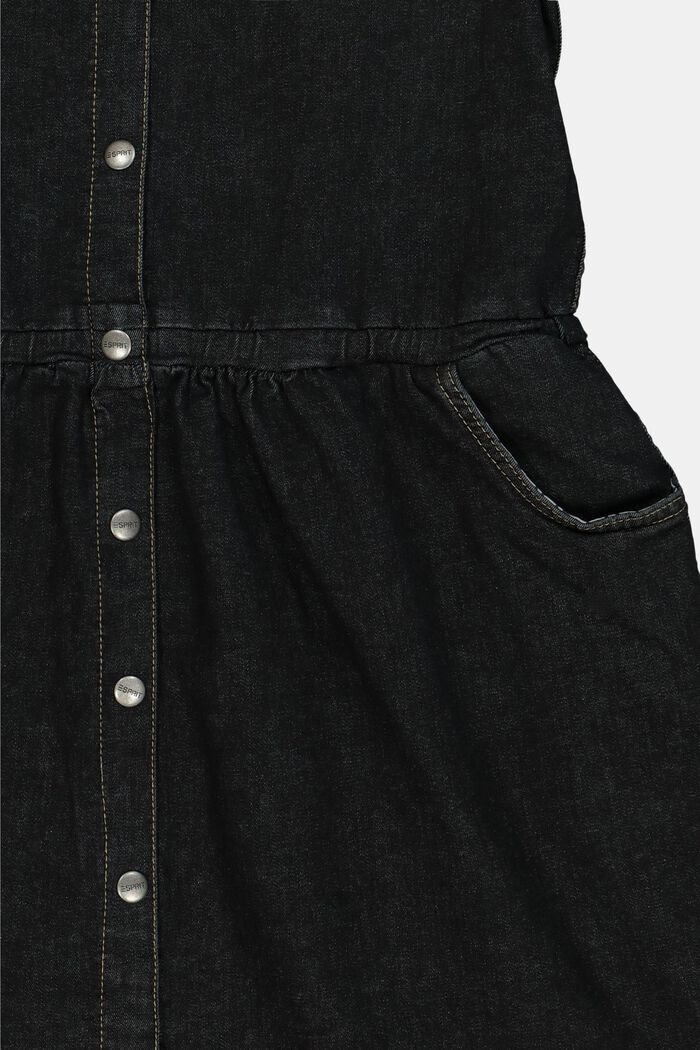 Denim jurk van katoen, BLACK DARK WASHED, detail image number 2