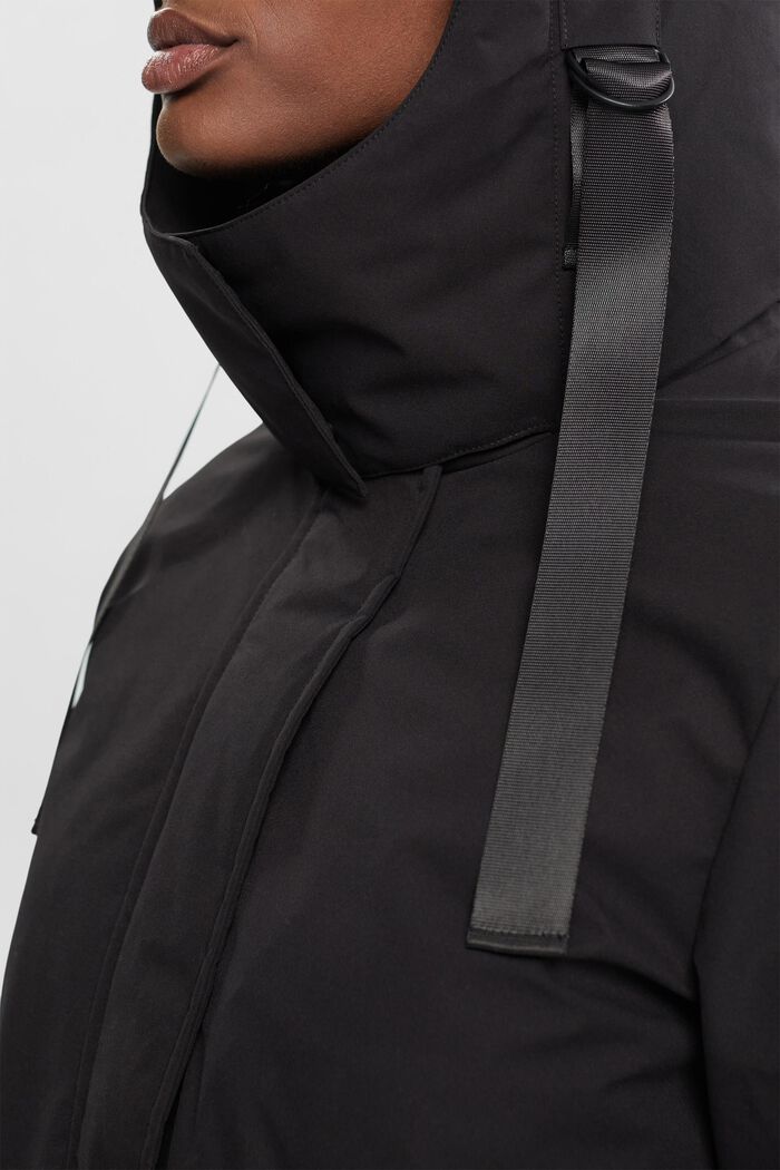 Manteau à capuche à doublure surpiquée, BLACK, detail image number 2