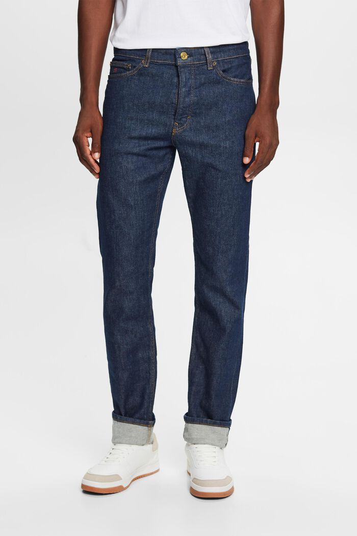 Jeans met middelhoge taille en rechte pijpen, BLUE RINSE, detail image number 0