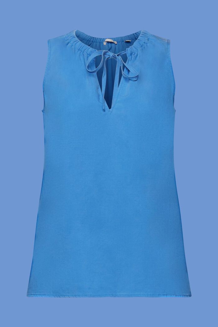 Mouwloze blouse met elastische kraag, BRIGHT BLUE, detail image number 6