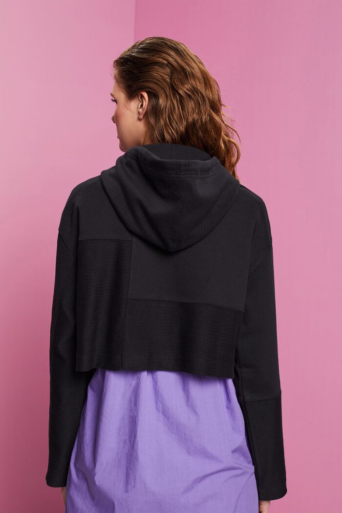 Cropped hoodie met patchwork, BLACK, detail image number 3