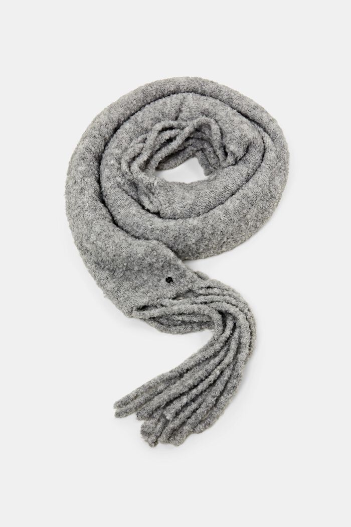 Écharpe en maille bouclette à teneur en laine, MEDIUM GREY, detail image number 0