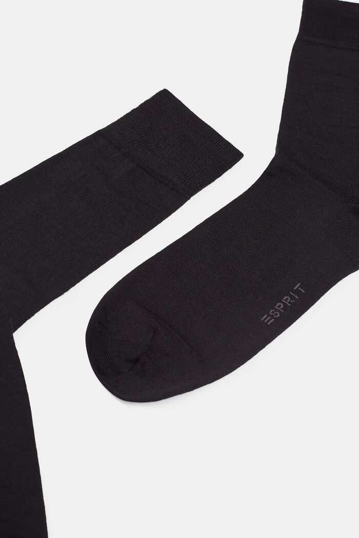 Lot de 2 paires de chaussettes en fine maille à teneur en laine vierge, BLACK, detail image number 1