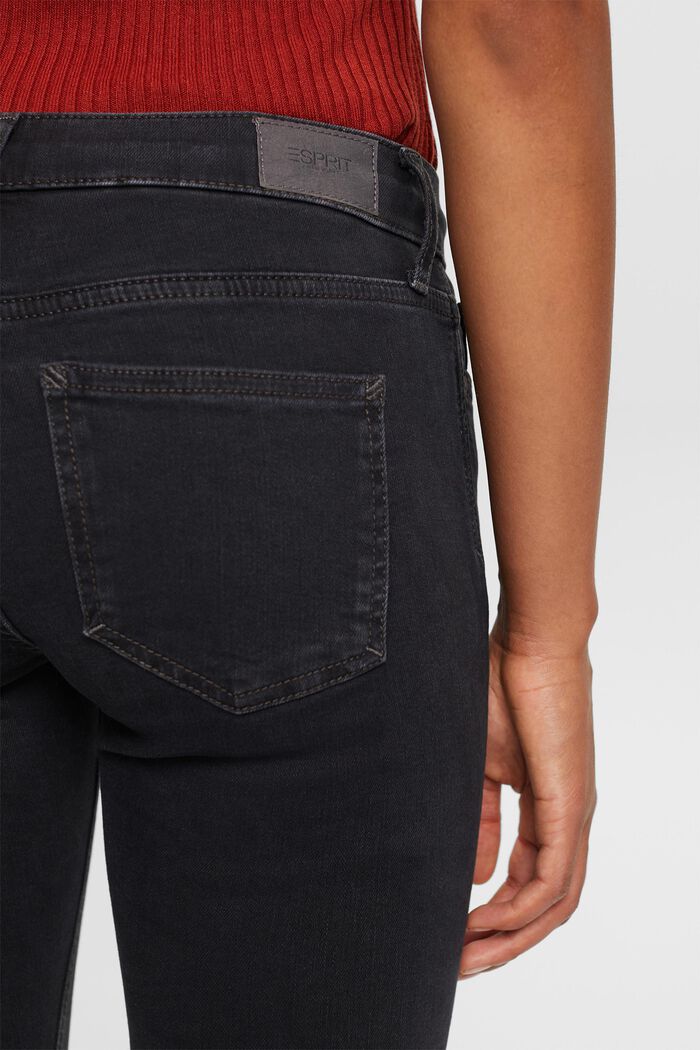 Gerecycled: skinny jeans met middelhoge taille, BLACK DARK WASHED, detail image number 4