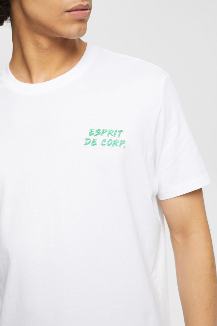 Jersey T-shirt met logoborduursel, WHITE, detail image number 2