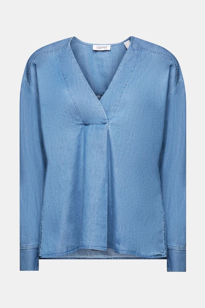 Lichte denim blouse, BLUE LIGHT WASHED, detail image number 6