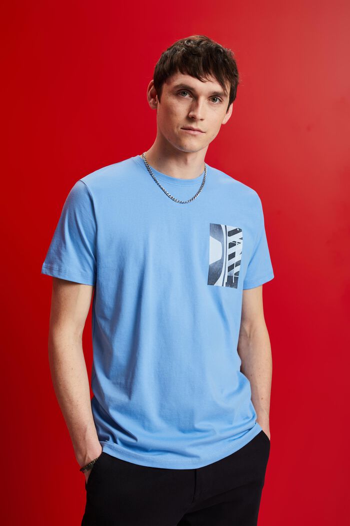 T-shirt met ronde hals, 100% katoen, LIGHT BLUE, detail image number 0