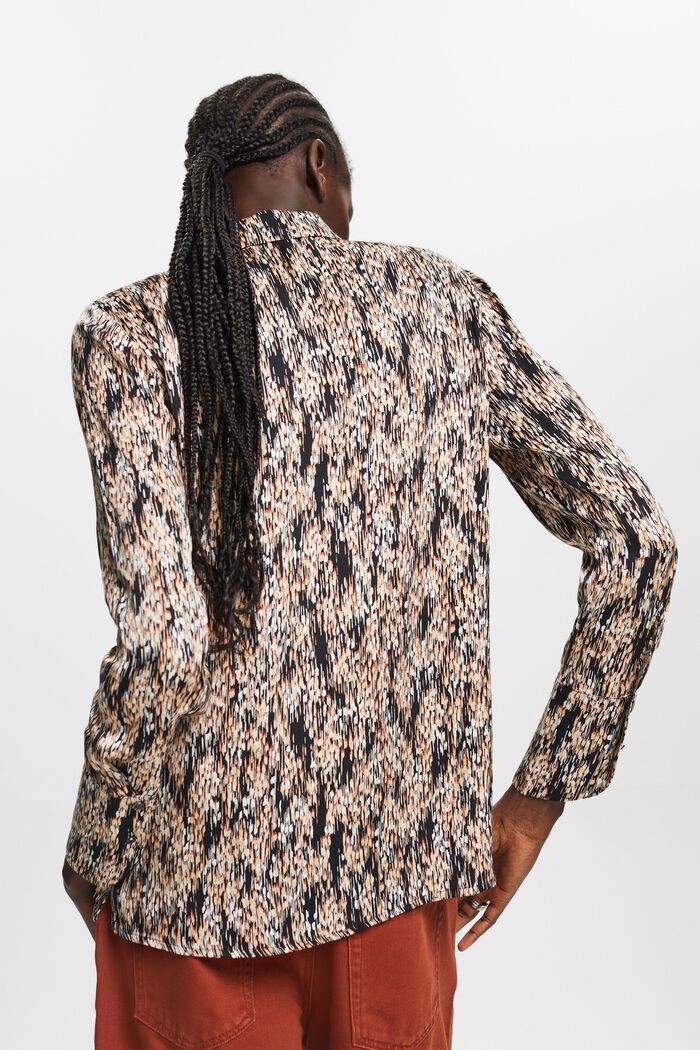 Satijnen blouse met all-over motief, BLACK, detail image number 3
