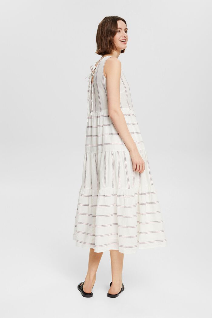 Midi-jurk met geborduurde strepen, OFF WHITE, detail image number 2