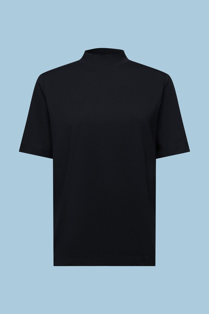 Jersey T-shirt met gesuggereerde hals, BLACK, detail image number 6