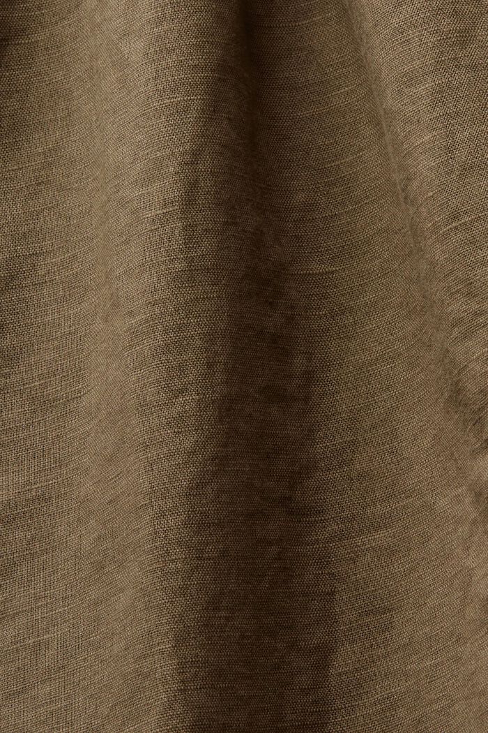 Mouwloze gesmokte blouse van linnen-katoen, KHAKI GREEN, detail image number 5