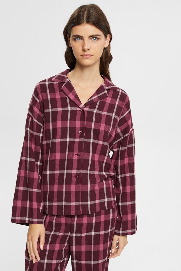 Ensemble de pyjama à carreaux en flanelle, BORDEAUX RED, detail image number 0