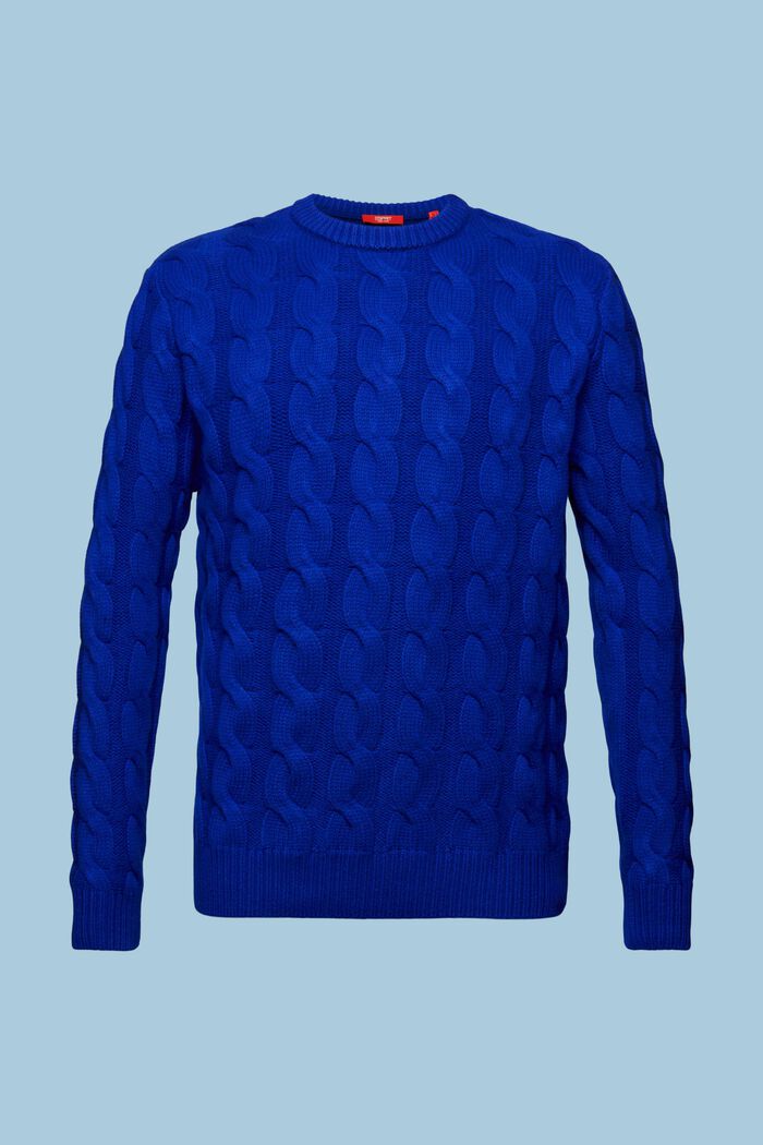 Pull-over en laine à maille torsadée, DARK BLUE, detail image number 6
