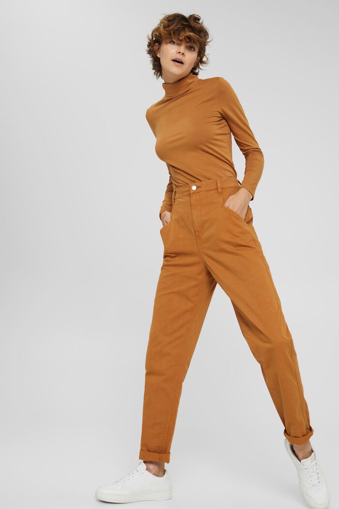 Pantalon taille haute, coton biologique, BARK, detail image number 6
