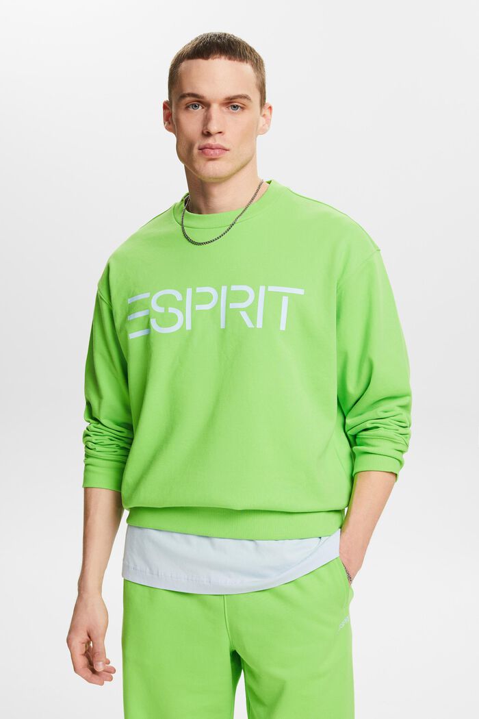 Sweatshirt met logo en ronde hals, CITRUS GREEN, detail image number 0