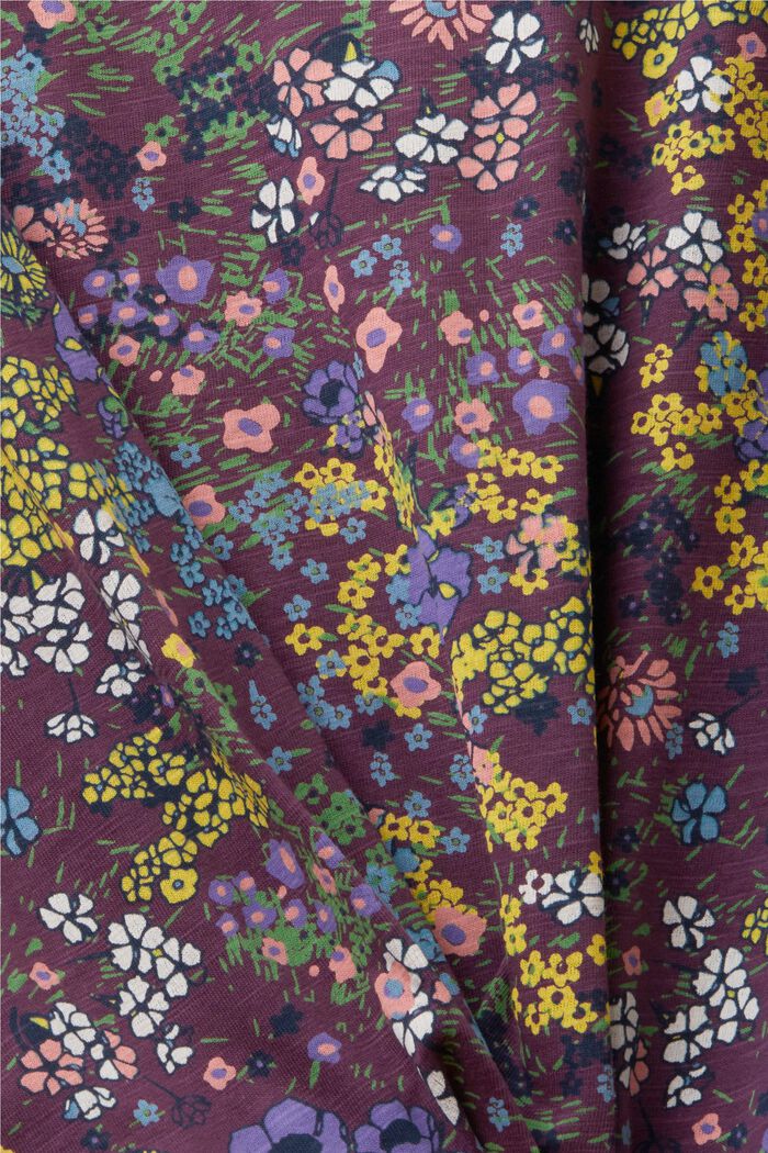 Katoenen shirt met bloemenprint, DARK PURPLE, detail image number 4