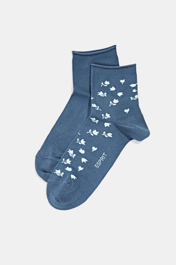 Set van 2 paar korte sokken met bloemenmotief, VENICE NIGHT, detail image number 0