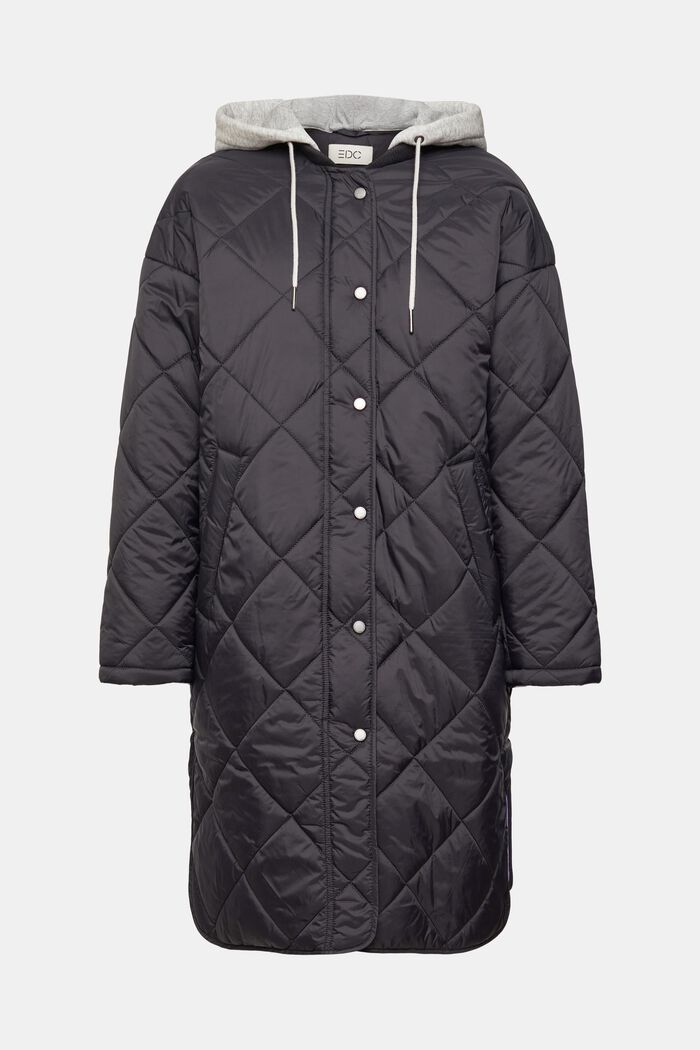 Manteau matelassé à capuche en molleton amovible, BLACK, detail image number 6