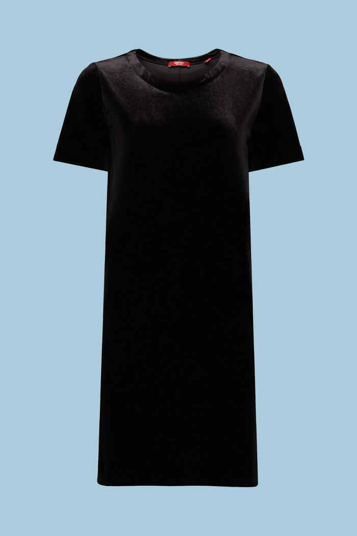 Fluwelen midi-jurk met korte mouwen, BLACK, detail image number 6