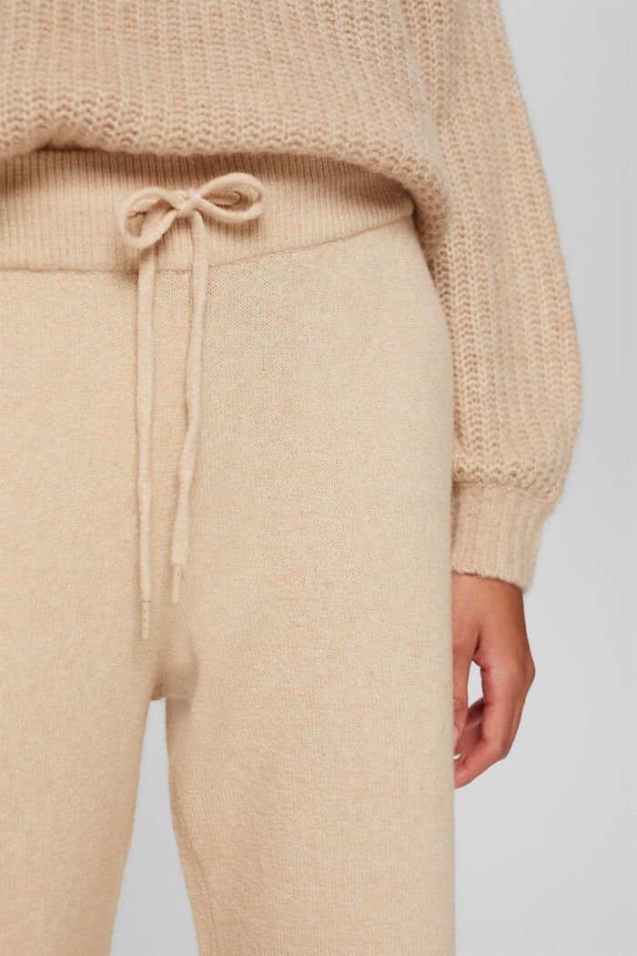 À teneur en laine : le pantalon en maille à jambes larges, BEIGE, detail image number 2