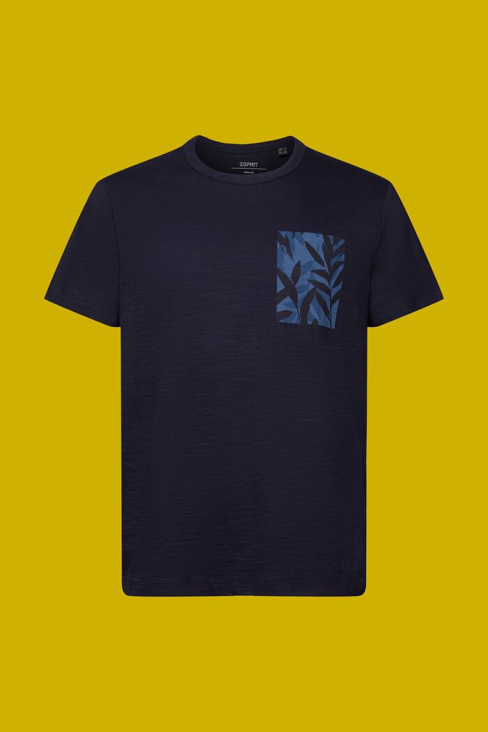 Jersey T-shirt met print op de borst, 100% katoen, NAVY, detail image number 6