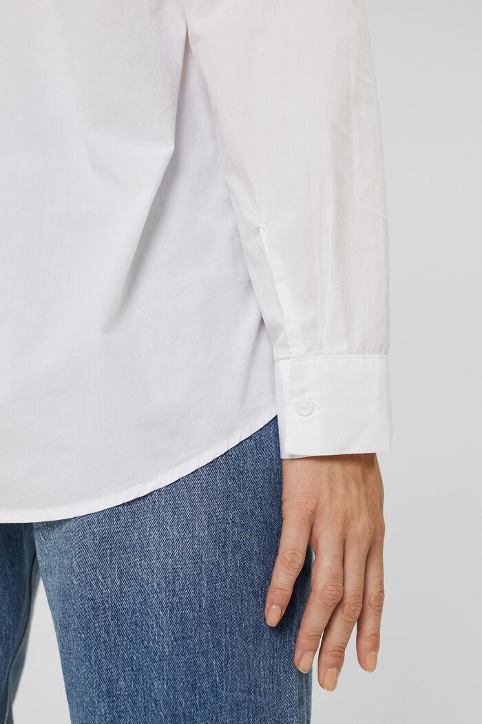 Oversized overhemdblouse van 100% biologisch katoen, WHITE, detail image number 2