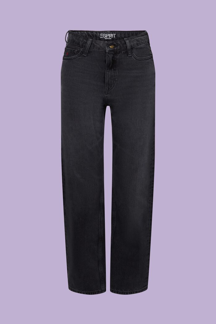 Straight jeans met retrolook en hoge taille, GREY DARK WASHED, detail image number 6