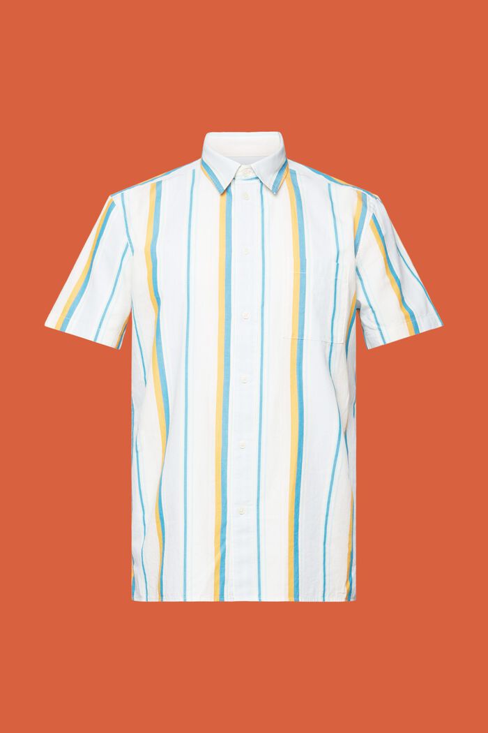 Overhemd met korte mouwen en motief, 100% katoen, TURQUOISE, detail image number 6
