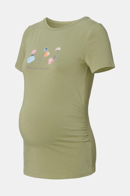 T-shirt met print, organic cotton, REAL OLIVE, overview