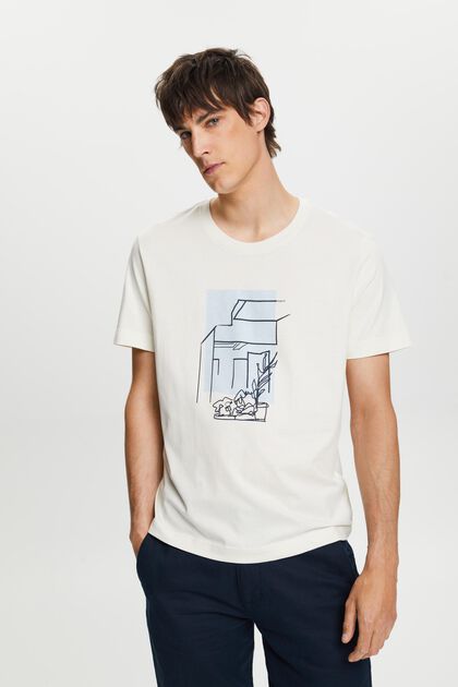 T-shirt à imprimé sur le devant, 100 % coton