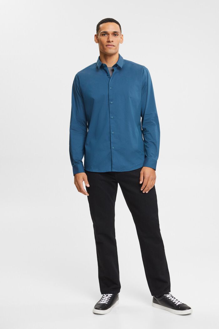 Shirt met slim fit, PETROL BLUE, detail image number 4