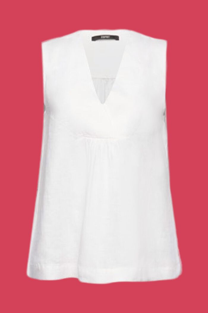 Mouwloze linnen babydoll-blouse, WHITE, detail image number 6
