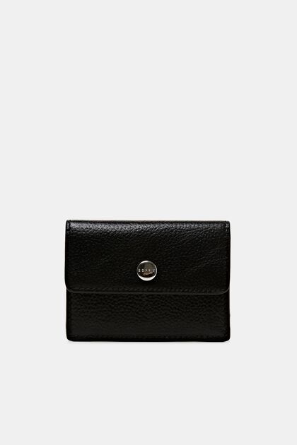 Petit portefeuille en cuir, BLACK, overview