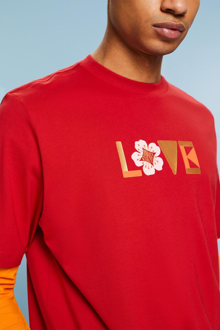 T-shirt unisexe en coton Pima imprimé, DARK RED, detail image number 3