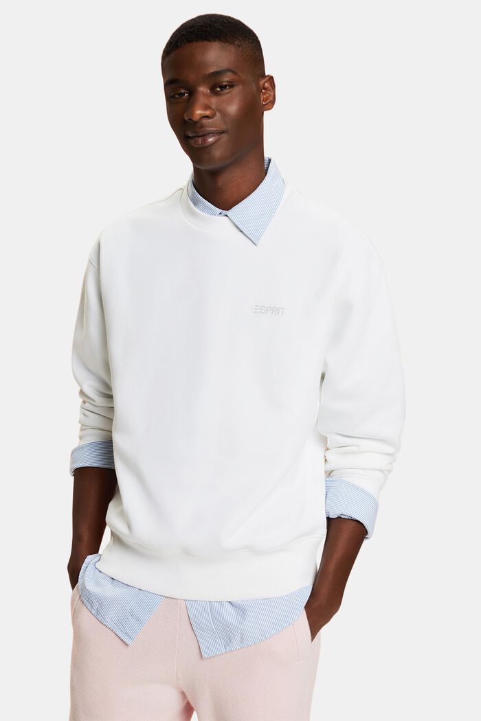 Uniseks fleece sweatshirt met logo, WHITE, detail image number 2
