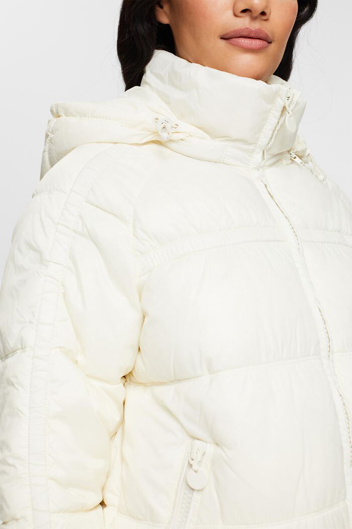 Gewatteerde jas met afneembare capuchon, OFF WHITE, detail image number 0