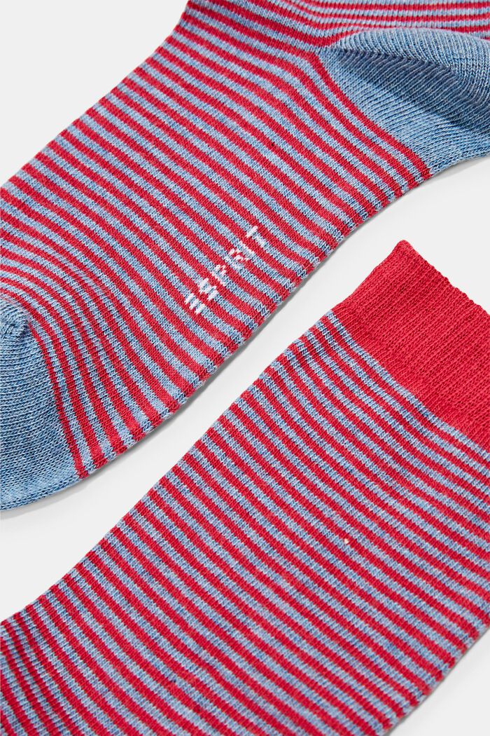 Set van 2 paar gestreepte sokken, organic cotton, BLUE/RED, detail image number 1