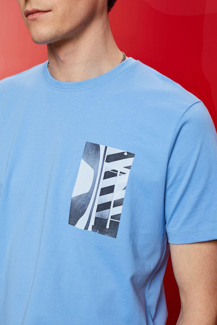 T-shirt met ronde hals, 100% katoen, LIGHT BLUE, detail image number 2