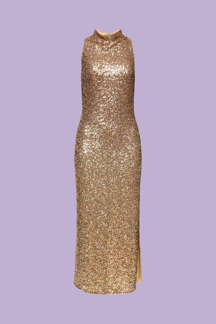 Maxi-jurk met pailletjes, GOLD, detail image number 7