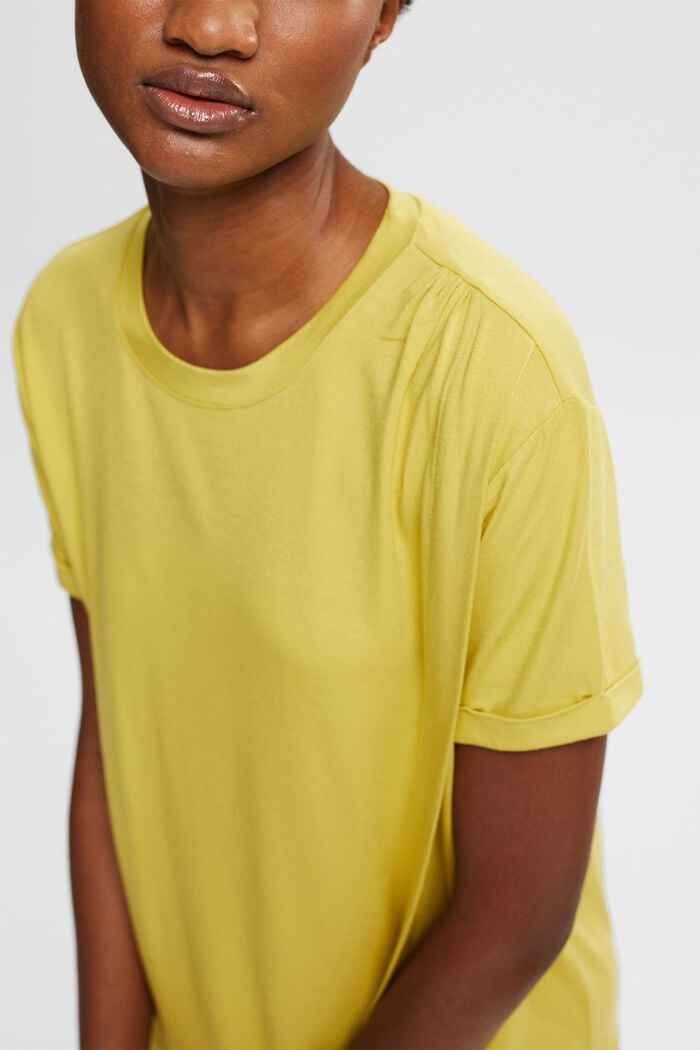 Van TENCEL™: nachthemd met een gedrapeerde look, YELLOW, detail image number 2