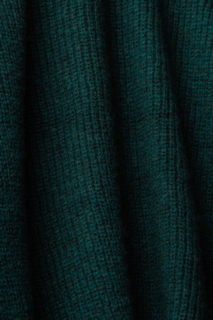Pull en maille à teneur en laine doté d’un zip court, TEAL GREEN, detail image number 5