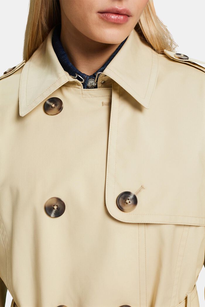 Double-breasted trenchcoat met ceintuur, SAND, detail image number 2