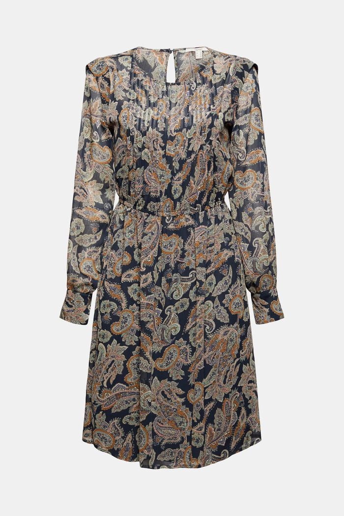 Gerecycled: chiffon jurk met paisleyprint, NAVY, detail image number 5