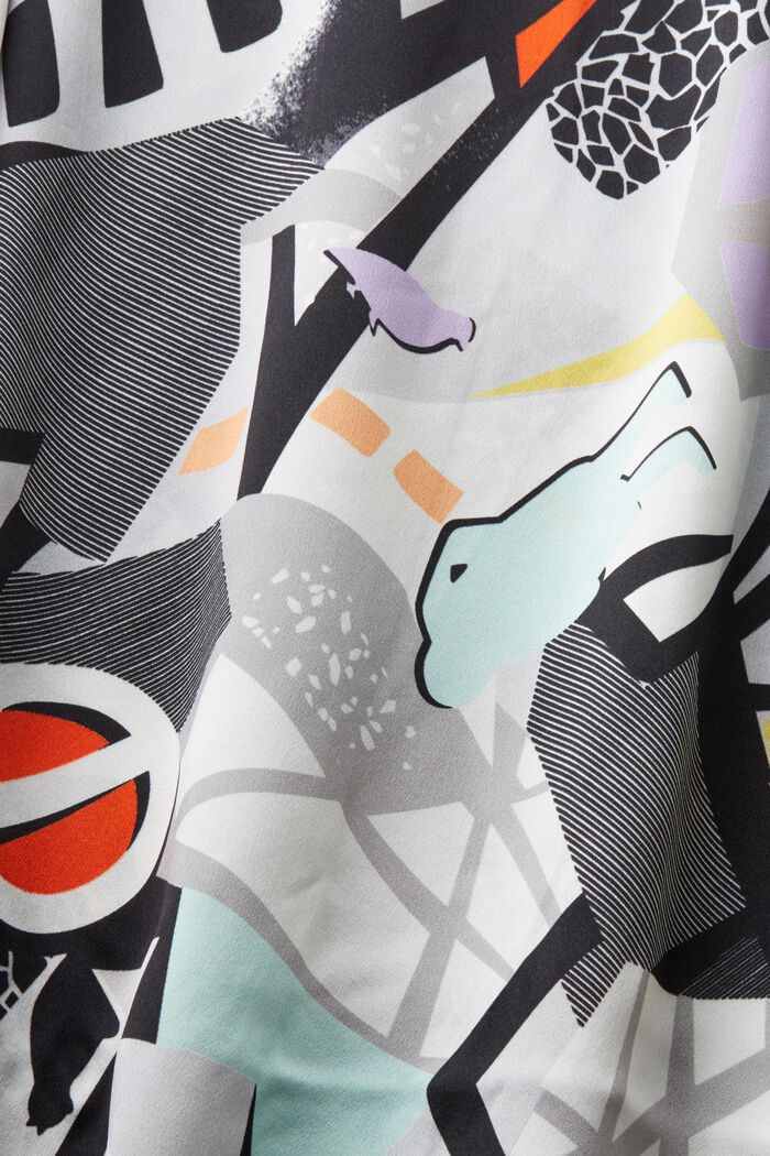 Zijde-satijnen midi-jurk met ceintuur en print, LIGHT BEIGE, detail image number 5