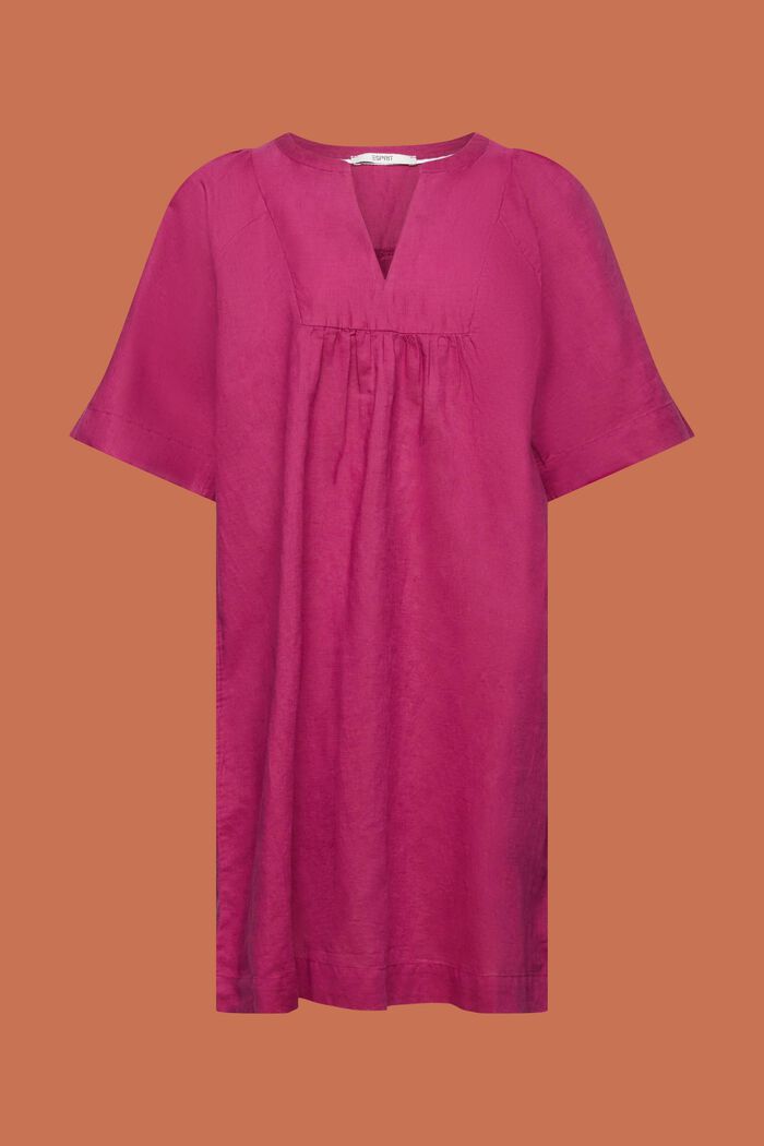 Mini-robe, mélange de coton et de lin, DARK PINK, detail image number 5