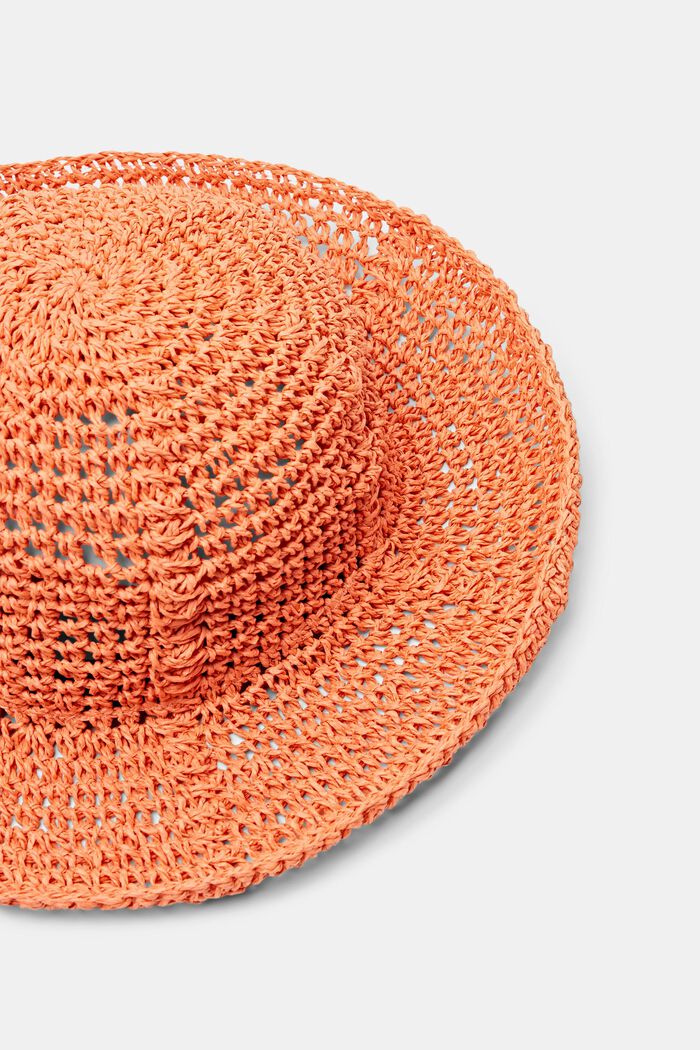 Chapeau de paille en crochet, ORANGE, detail image number 1