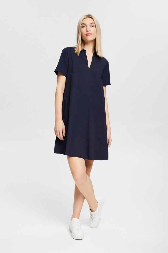 Robe-chemise en coton stretch, NAVY, detail image number 6