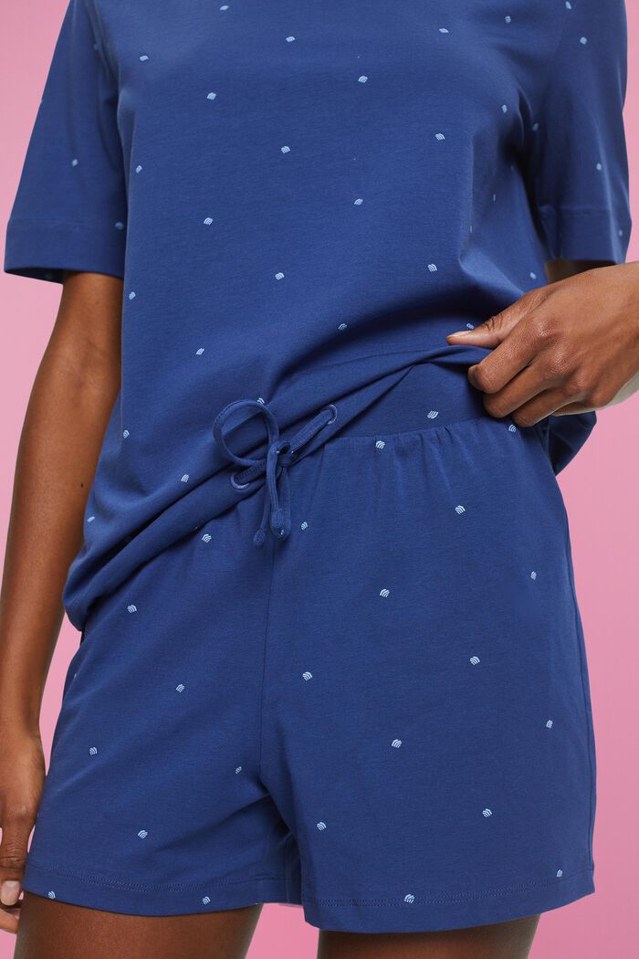 Pyjama-short en coton à motif all-over, DARK BLUE, detail image number 2